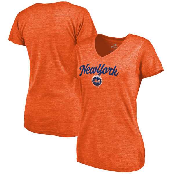 Women's New York Mets Freehand V Neck Slim Fit Tri Blend T-Shirt Orange FengYun,We sell and wholesale Women's New York Mets Freehand V Neck Slim Fit Tri Blend T-Shirt Orange FengYun on line form chian!